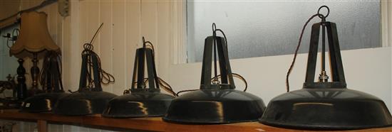 5 enamel hanging lamps